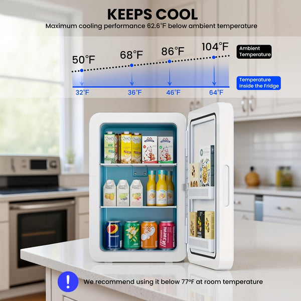 ADVWIN 15L\u002F22L(15.8QT\u002F23.3QT) Mini Fridge for Bedroom - Car, Office Desk & College Dorm Room - 12V Portable Cooler & Warmer for Food, Drinks, Skincare, Beauty & Makeup - AC\u002FDC Small Refrigerator with Glass Front