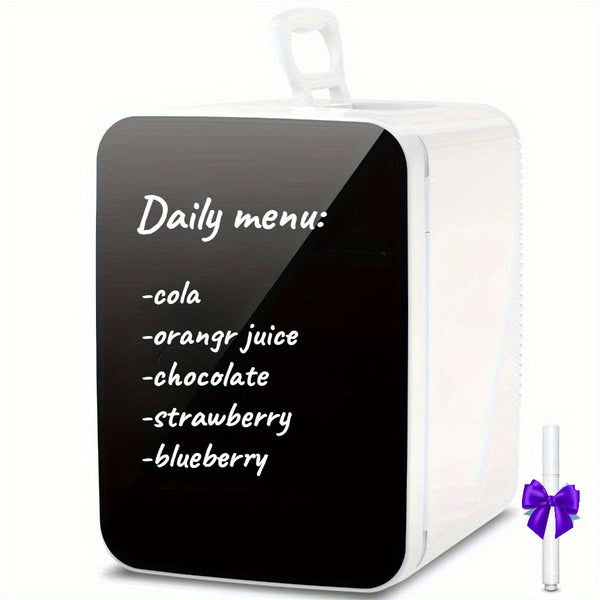 KNDKO 10L Mini Fridge\u002F3.1 Cu. Ft. Fridge With 2 Doors, Portable Mini Fridge With Blackboard Door, Cooler Mini Fridge For Bedroom, Car, Office, Dorm And Skincare, AC\u002FDC Car Plug-Compatible - Black, White.