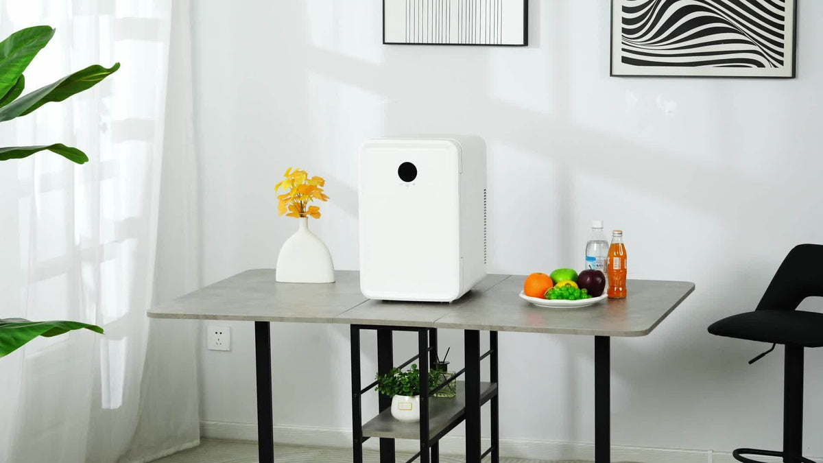 ADVWIN 15L\u002F22L(15.8QT\u002F23.3QT) Mini Fridge for Bedroom - Car, Office Desk & College Dorm Room - 12V Portable Cooler & Warmer for Food, Drinks, Skincare, Beauty & Makeup - AC\u002FDC Small Refrigerator with Glass Front