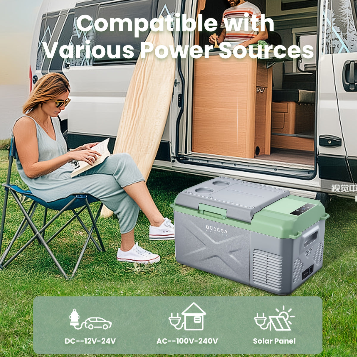 BODEGACOOLER 12 Volt Car Refrigerator, 18 Quart Portable Freezer, Mini Car Fridge -4°F To 68°F, Compressor Electric Cooler 12\u002F24V DC 100-240 Volt AC For Outdoor RV Camping Travel Vehicles Home Use