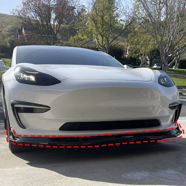 For Tesla Model 3 1723 Front Bumper Lip Kit Chin Spoiler Carbon Fiber Style