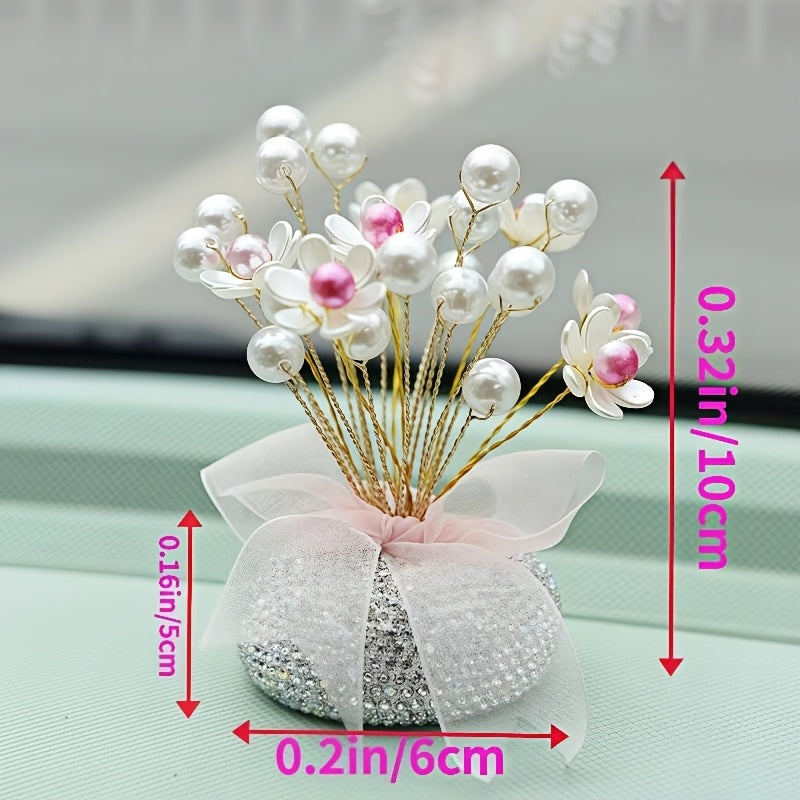 New Creative DIY Imitation Pearl Flower Fragrance Starry Sky Decoration High-End Car Decoration Car Interior Decoration Car