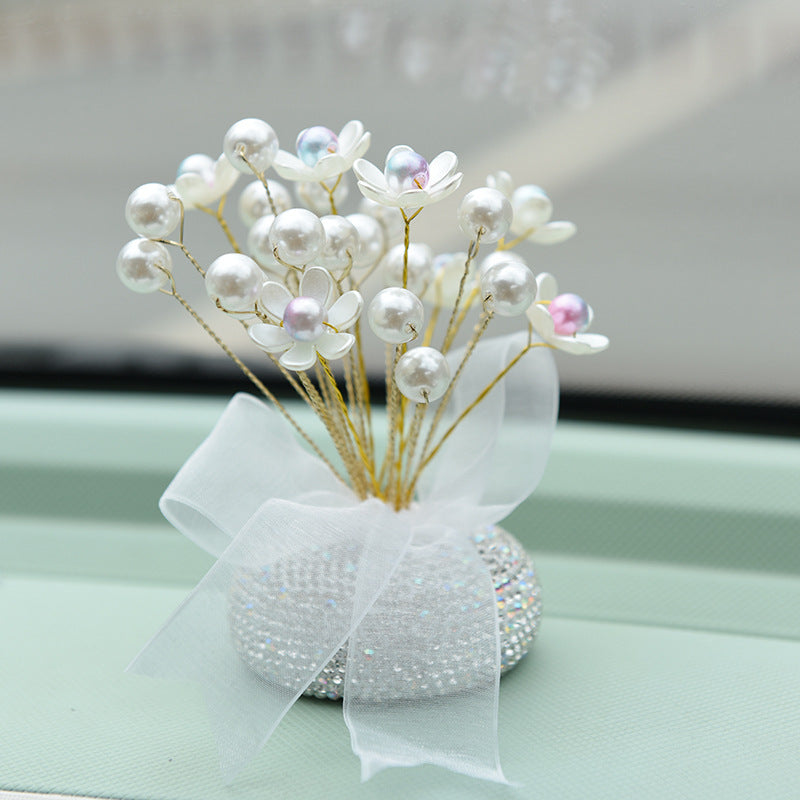 New Creative DIY Imitation Pearl Flower Fragrance Starry Sky Decoration High-End Car Decoration Car Interior Decoration Car