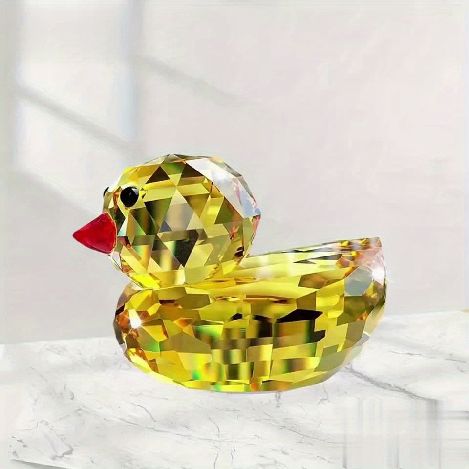 Sparkling Duck Decoration Sparkling Cute K9 Crystal Yellow Duck Decoration | Cartoon Duck Figurine for Car & Desk Decor, Indoor\u002FOutdoor, No Electricity Needed