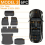 5D Car Mat (6pcs Set), Material: TPE, Including: Floor Mats+front Compartment+rear Compartment+trunk Mat, Model: for Tesla Model 3 2021-2024