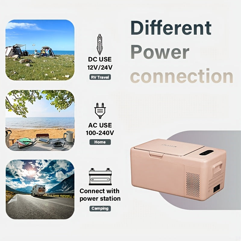 Alpicool S15 Portable Freezer, 12 Volt Refrigerator, 18 Quart (16.8 Liter) Fast Cooling 12V Car Fridge, Pink Car Cooler, 12\u002F24V DC and 100-240V AC for Outdoor, Camping, RV, Truck, Boat