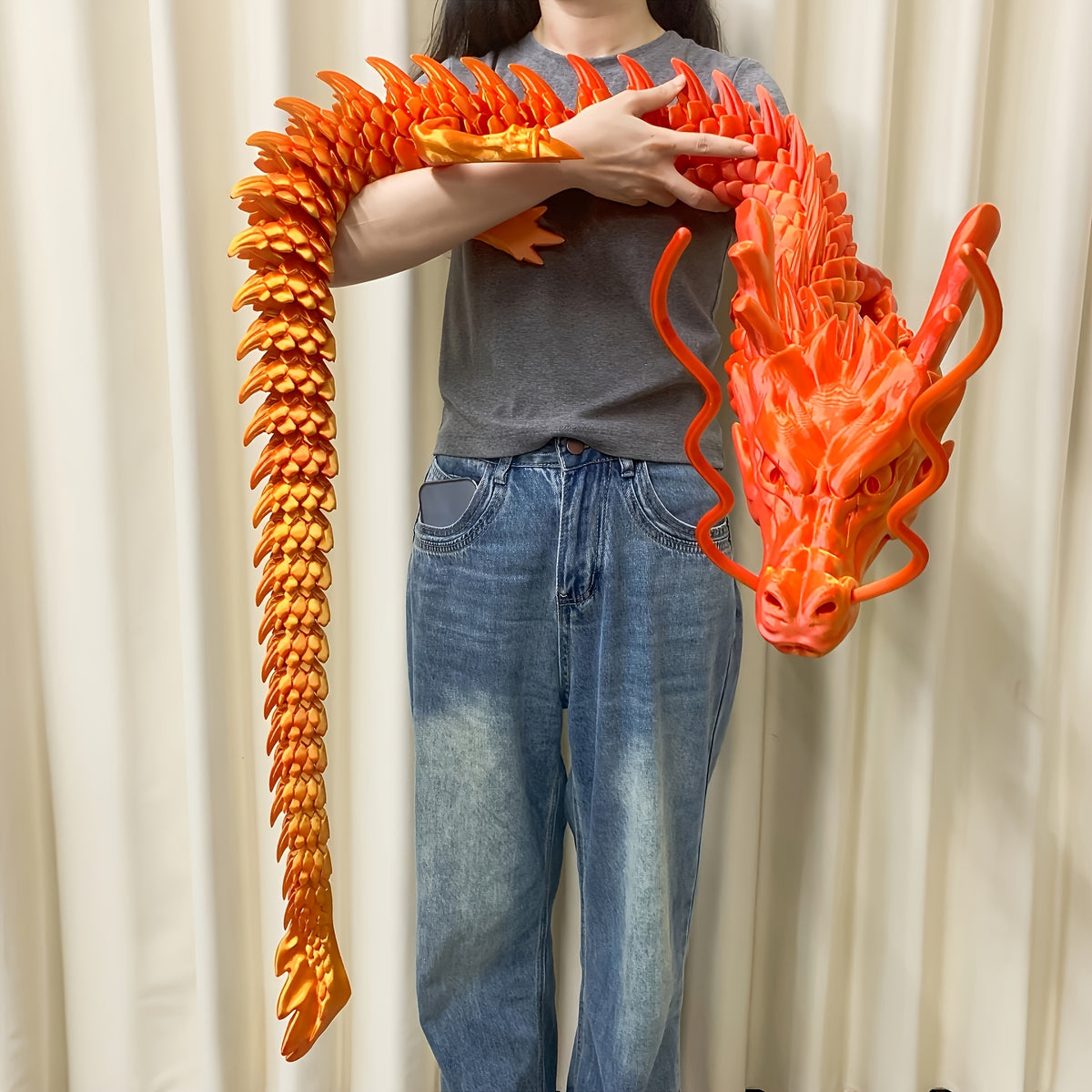 Extra Large 188cm\u002F74inch Chinese Dragon Car Decoration- Movable Dashboard Hanging Ornament Not for Electric Car Interior Decoration Suitable for Wealth Attraction Spring Festival HalloweeChristmas