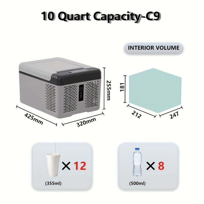 Alpicool C9 Portable Mini Fridge 12 Volt Car Refrigerator 10 Quart Fast Cooling 12V Car Fridge 12\u002F24V DC and 100-240V AC Car Cooler for Outdoor Camping RV Truck Boat