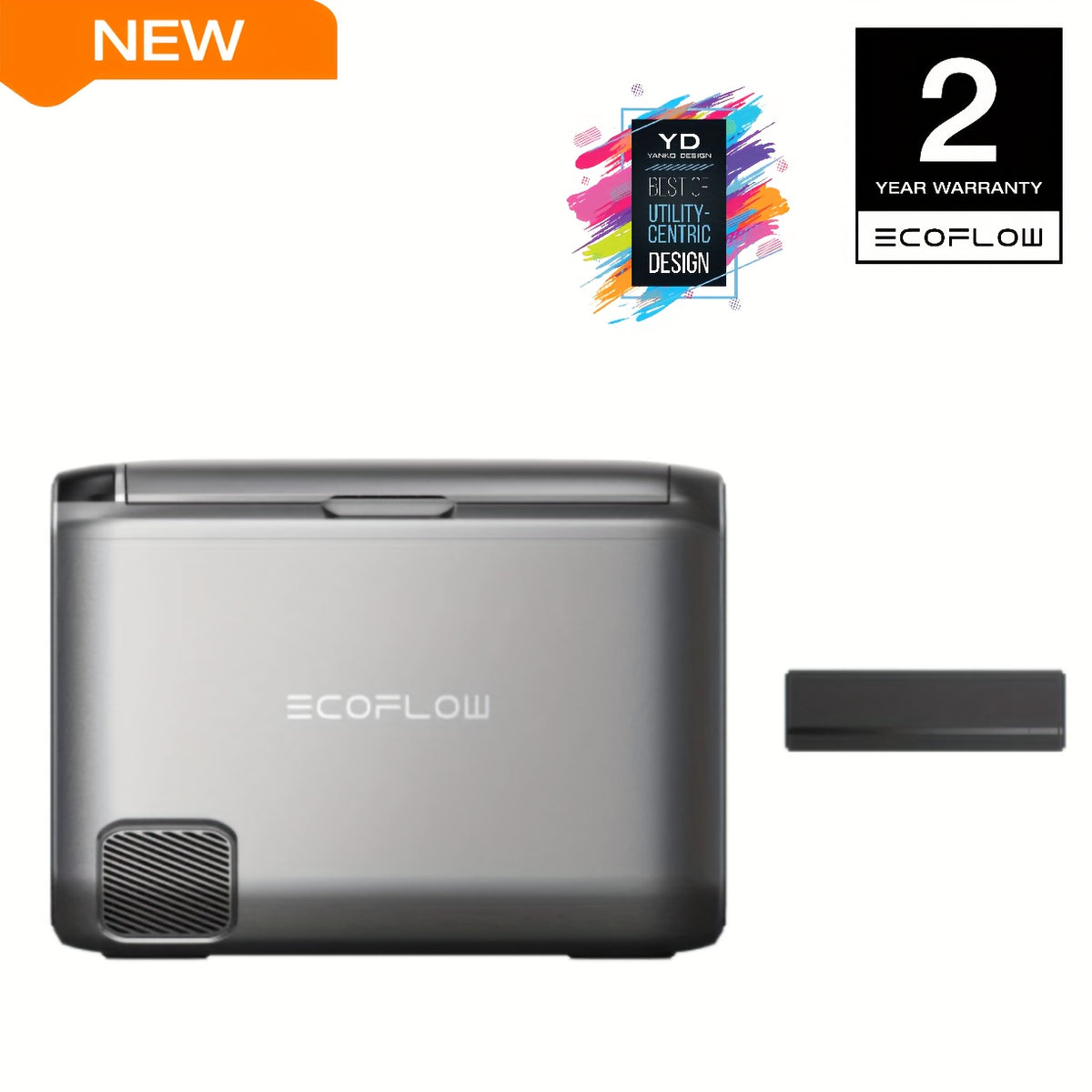 ECOFLOW GLACIER Classic 9.25gal Portable Fridge Freezer (Separate Shipment), 43H Cooling Car Refrigerator, Battery Powered with App Control, 6 Charging Options, Fast&Quiet Electric Cooler for Camping, RV(with Extra Battery SKU Optional)