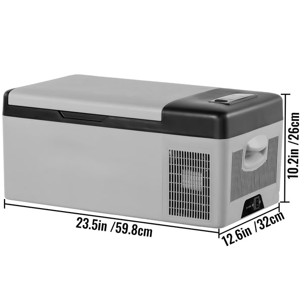 VEVOR Refrigerator 16 Qt, Portable Mini Car Fridge w\u002F -4℉-68℉ Cooling Range 110-240V AC Electric Compressor Cooler for Truck Vehicle RV Boat Outdoor & Home Use, Grey