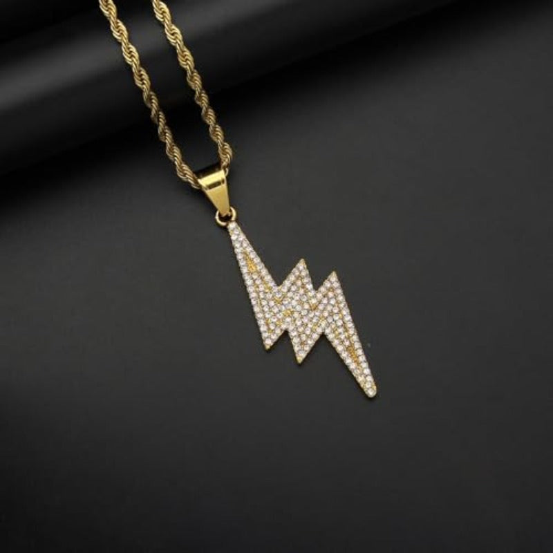 Bling Golden Lightning Bolt Rhinestone Pendant for Car Interior Rearview Mirror, Hanging Charm Ornament Bedazzled Accessories