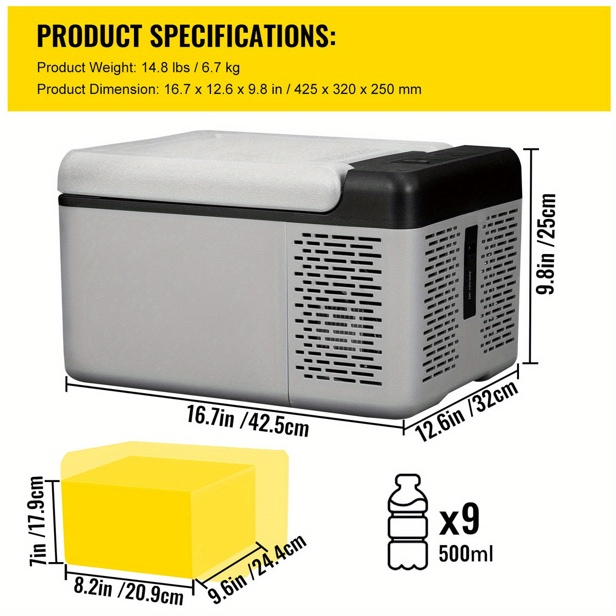 Portable Car Fridge Happybuy Portable 12V Refrigerator 10 Qt | Mini Freezer, Car Compressor Fridge Cooler for Camping, Road Trip, Travel, Outdoor - 12V\u002F24V DC