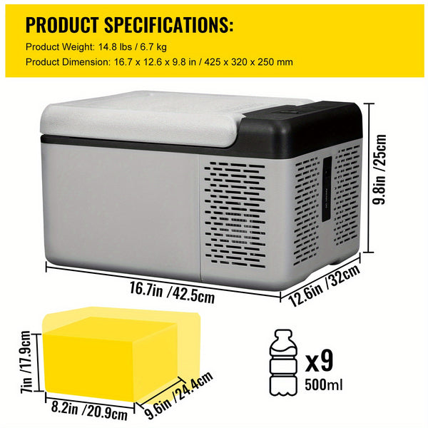 Portable Car Fridge Happybuy Portable 12V Refrigerator 10 Qt | Mini Freezer, Car Compressor Fridge Cooler for Camping, Road Trip, Travel, Outdoor - 12V\u002F24V DC