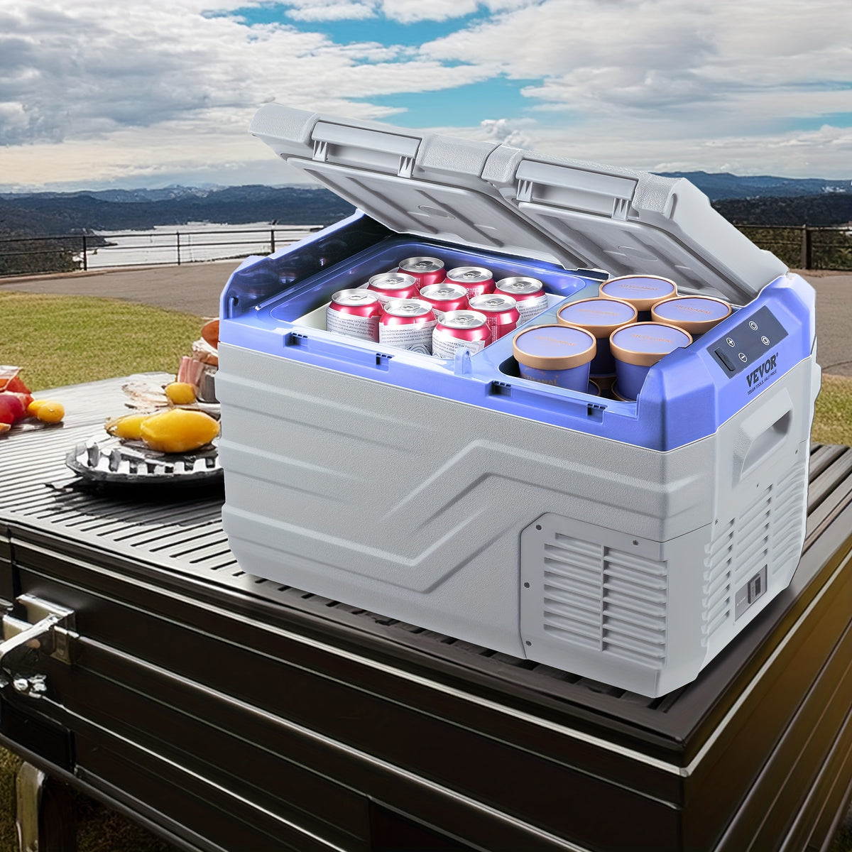 Wheelerless Car Refrigerator 9.25gal Double Door Dual Zone Dual Temperature Control No Pull Trolley NLS35 No American Plug 110V