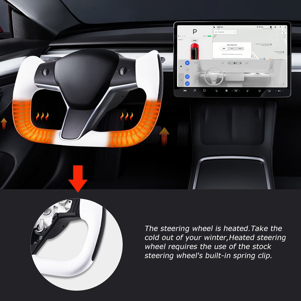 Yoke Steering Wheel For Tesla Model Y&3 2017-2023 W\u002FHeating Square Carbon Fiber