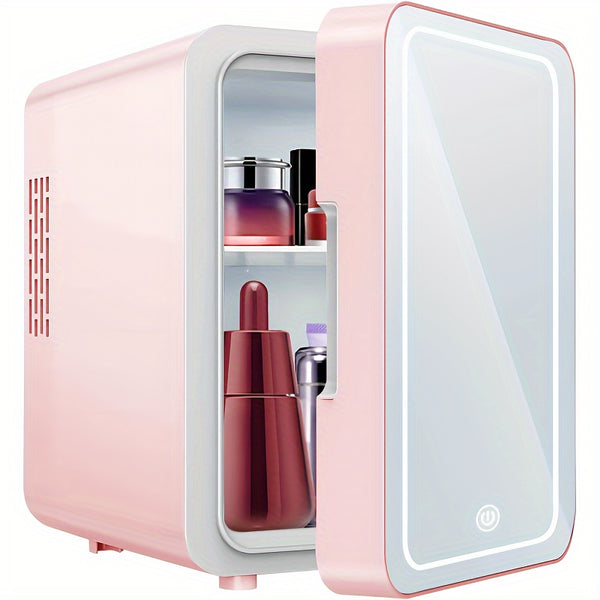 Mini Skincare Fridge 4 Liter\u002F6 Cans, Portable Cosmetic Fridges with Makeup Mirror, Cooler & Warmer, AC & DC, Semiconductor Refrigerator for Bedroom, Car, Office, Outdoor