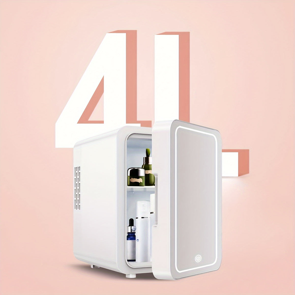 Mini Skincare Fridge 4 Liter\u002F6 Cans, Portable Cosmetic Fridges with Makeup Mirror, Cooler & Warmer, AC & DC, Semiconductor Refrigerator for Bedroom, Car, Office, Outdoor