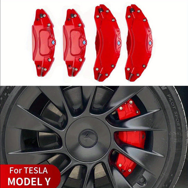Brake Caliper Covers for Tesla for Model Y 2020 2021 2022 2023 2024 Accessories Aluminum Alloy Cars Front And Rear Red Set Of 4