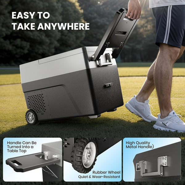 Portable Car Refrigerator 1pc Portable Car Refrigerator with Ice Maker | 40QT Dual Zone Compressor Cooler & Freezer, 12V\u002F24V DC & 110V\u002F240V AC Dual Power, Heavy-Duty Construction | for Camping, Travel, Home, RV, Truck, Road Trips, Tailgating, Bo