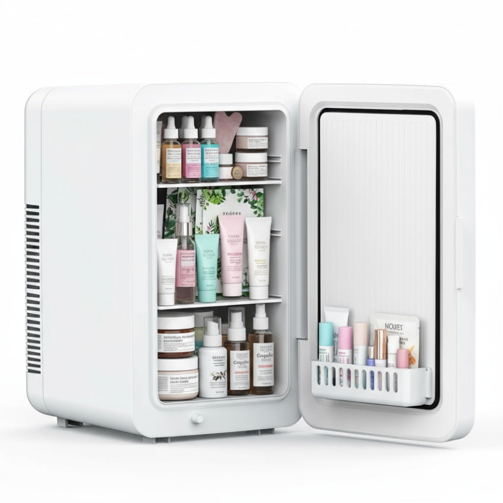 ADVWIN 15L\u002F22L(15.8QT\u002F23.3QT) Mini Fridge for Bedroom - Car, Office Desk & College Dorm Room - 12V Portable Cooler & Warmer for Food, Drinks, Skincare, Beauty & Makeup - AC\u002FDC Small Refrigerator with Glass Front