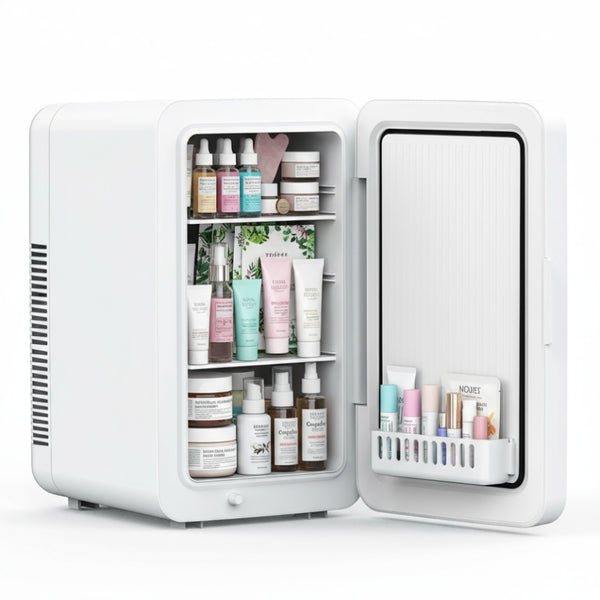 ADVWIN 15L\u002F22L(15.8QT\u002F23.3QT) Mini Fridge for Bedroom - Car, Office Desk & College Dorm Room - 12V Portable Cooler & Warmer for Food, Drinks, Skincare, Beauty & Makeup - AC\u002FDC Small Refrigerator with Glass Front