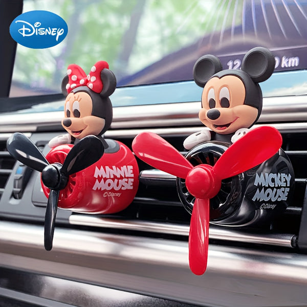 Disney Car Air Freshener Disney Mickey & Minnie Mouse Car Air Freshener 1pc - Odorless Ventilation, Rotating Propellers, Paper-Based Scented Decor, Vibrant Red Plane Design - Perfect Gift for Christmas, Halloween, Birthdays