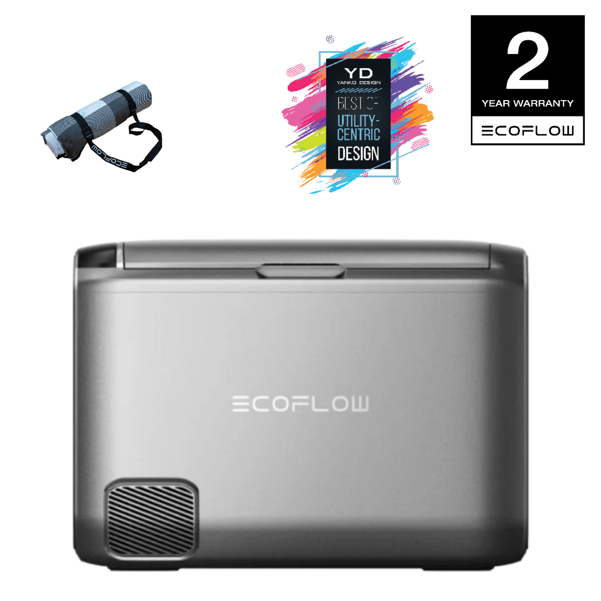 EcoFlow PicnicMat with GLACIER Classic 35L Portable Fridge Freezer (Separate Shipment), 43H Cooling Car Refrigerator, Battery Powered with App Control, 6 Charging Options, Fast&Quiet Electric Cooler for Camping, RV, Off-Grid Living 2-Year Warranty