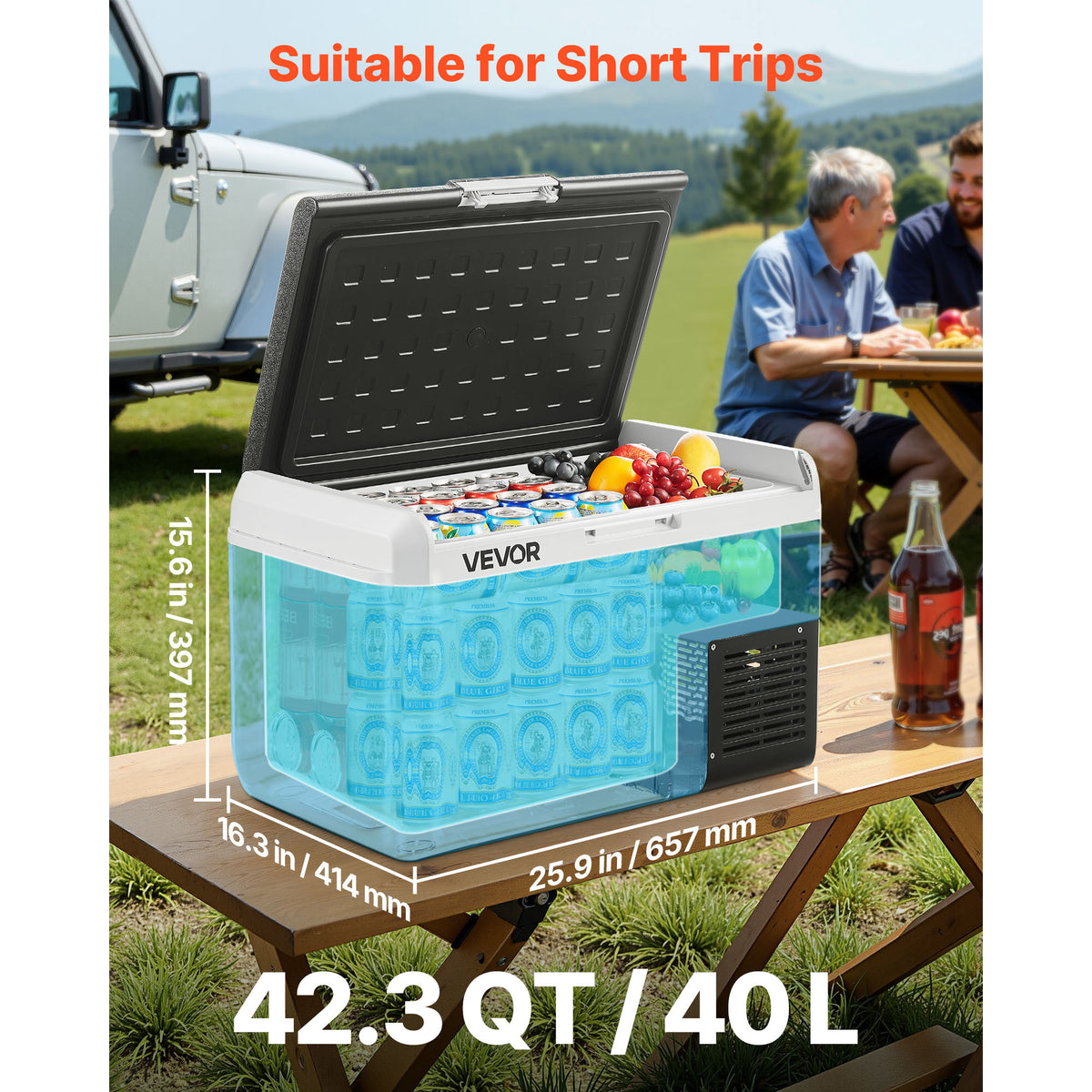 VEVOR 12 Volt Car Refrigerator Portable Freezer 31.7QT Electric Cooler for Camping 25L\u002F30L\u002F40L\u002F50L