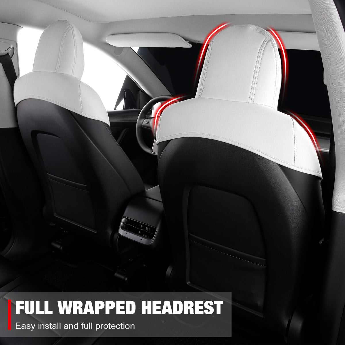 Seat Cover Cushions For Tesla For Model 3 2017-2023, Breathable Easy Clean Suede Leather Driver Seat Cushion Protector Cover (Front + Second Row, White, V2 Style)