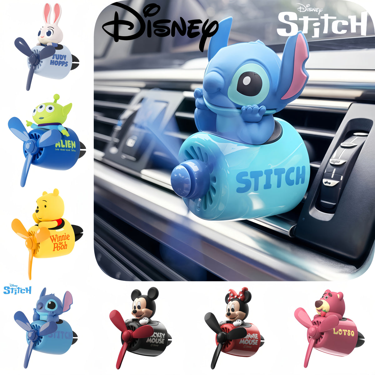 Stitch Stitch Car Upgrader & Fan - Blue Aliens Design, No Battery Required, Perfect For Car AC Fans, Ideal Gift For Family & Fans, Car Upgrader | Fun Accessories | Durable Plastic, Stitch Accessories