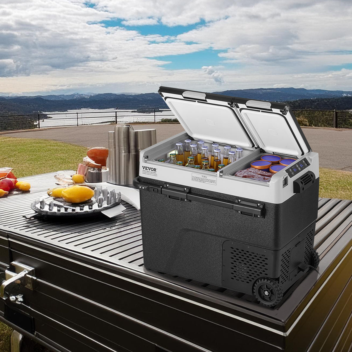 VEVOR Portable Car Refrigerator Freezer Compressor 58 L Dual Zone for Home Car