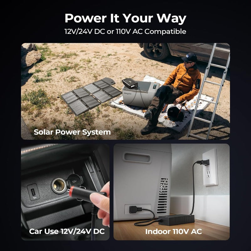 BougeRV Portable Car Freezer 12V\u002F24V Compressor Refrigerator with Freezer Section, 12V \u002F24V \u002F110-240V AC Power, 7°F to 50°F Temperature Range, Low Noise, - RV\u002FCamping Fridge for Trucks, SUVs, Campers, Boats (No Ice