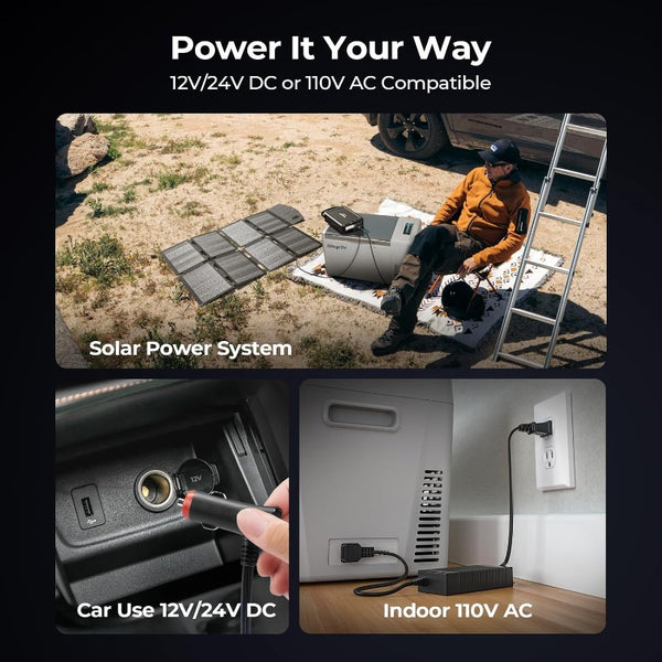 BougeRV Portable Car Freezer 12V\u002F24V Compressor Refrigerator with Freezer Section, 12V \u002F24V \u002F110-240V AC Power, 7°F to 50°F Temperature Range, Low Noise, - RV\u002FCamping Fridge for Trucks, SUVs, Campers, Boats (No Ice