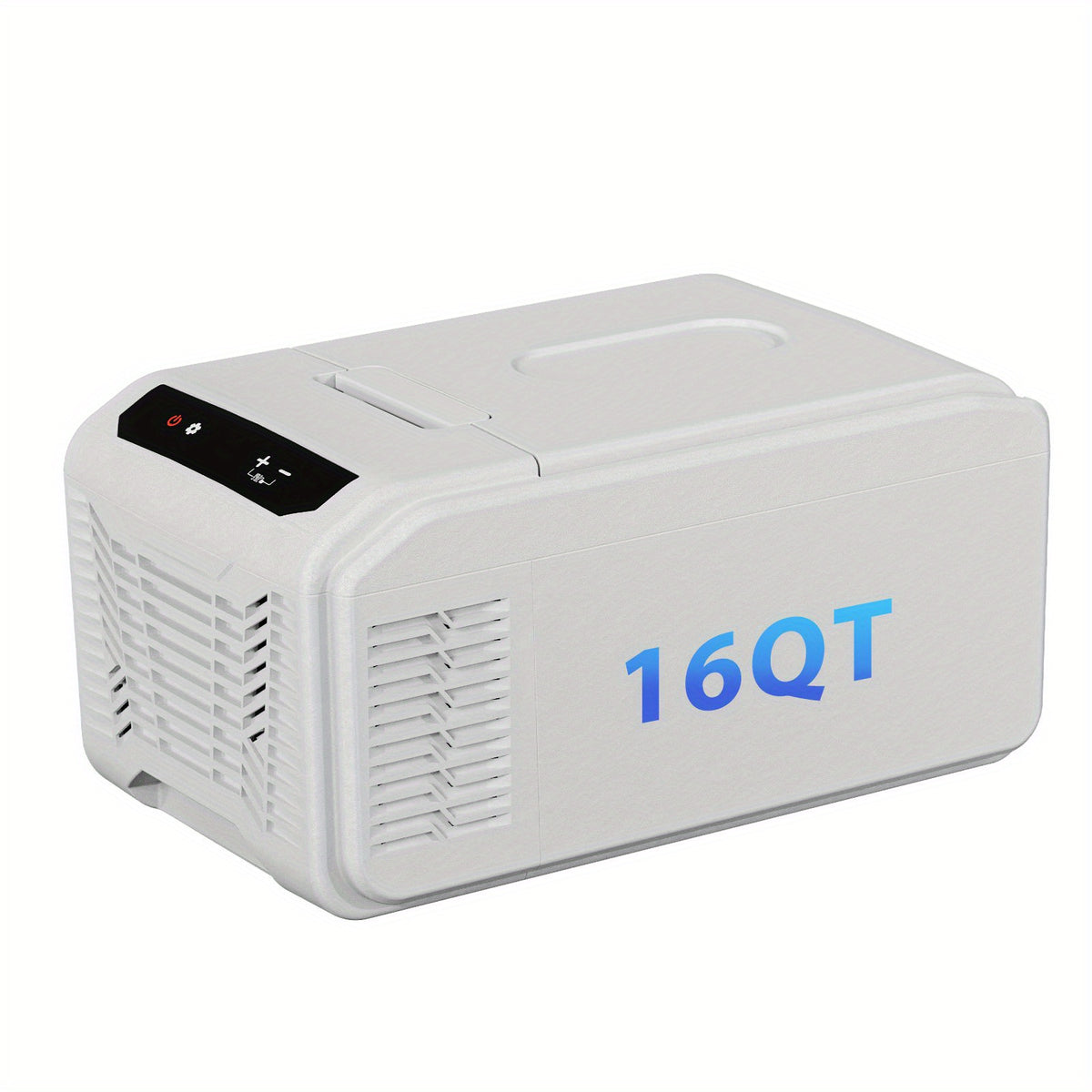 Portable Car Fridge Freezer Upgraded 16QT Portable Car Fridge Freezer | 15 Min Fast Cool, ECO\u002FMAX Dual Modes | 3-Way Charging (Solar\u002FAC\u002FDC) | 3-Level Battery Protection, LED Display & Cup Holders - Camping, RV, Home Use