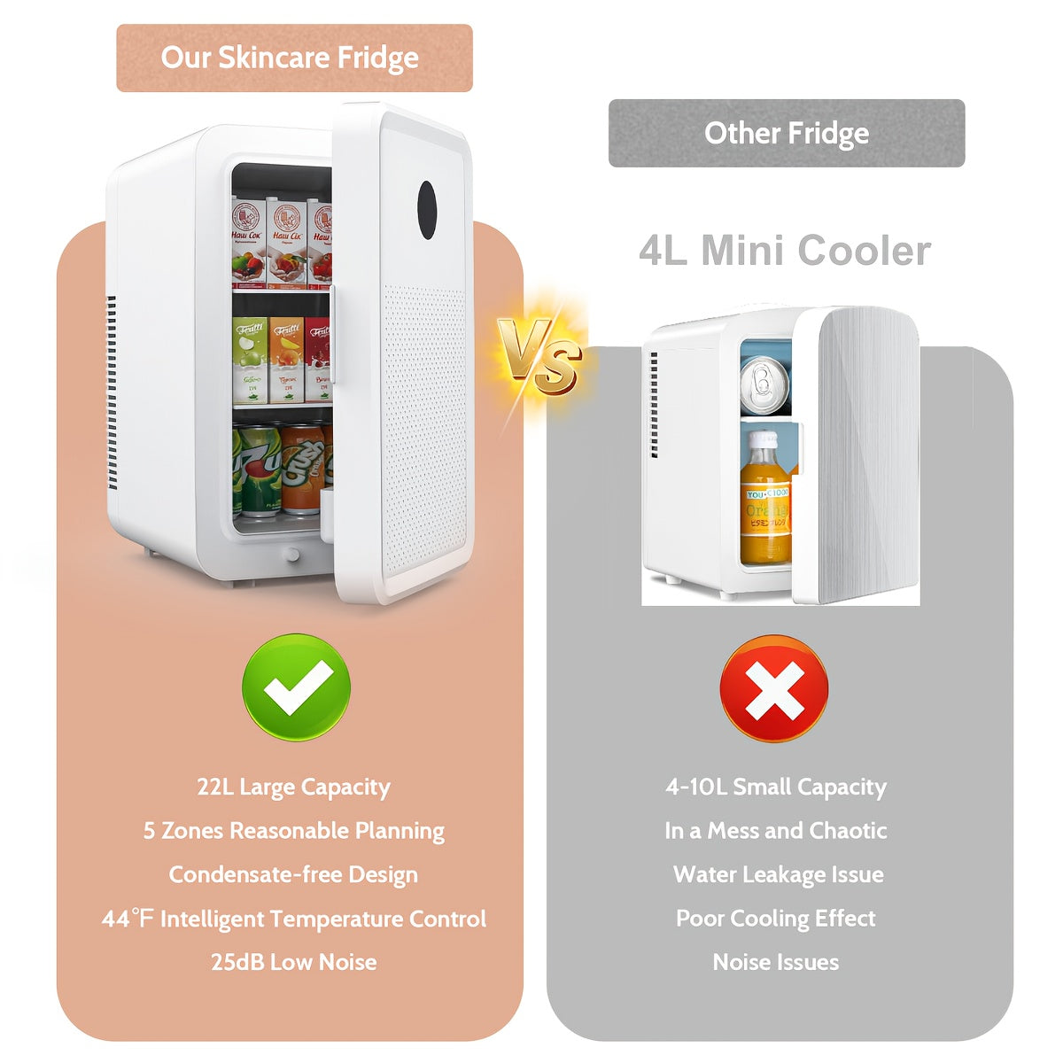 ADVWIN 15L\u002F22L(15.8QT\u002F23.3QT) Mini Fridge for Bedroom - Car, Office Desk & College Dorm Room - 12V Portable Cooler & Warmer for Food, Drinks, Skincare, Beauty & Makeup - AC\u002FDC Small Refrigerator with Glass Front