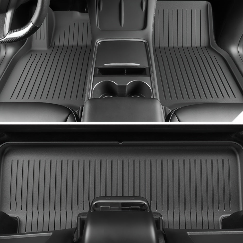 Floor Mats for Tesla for Model Y 2024 2023 2022 2021 TPE All Weather Protection Floor Mats Set (6pcs), Fit Cargo Liner Cargo Trunk Accessories, Heavy Duty Accessories, Black
