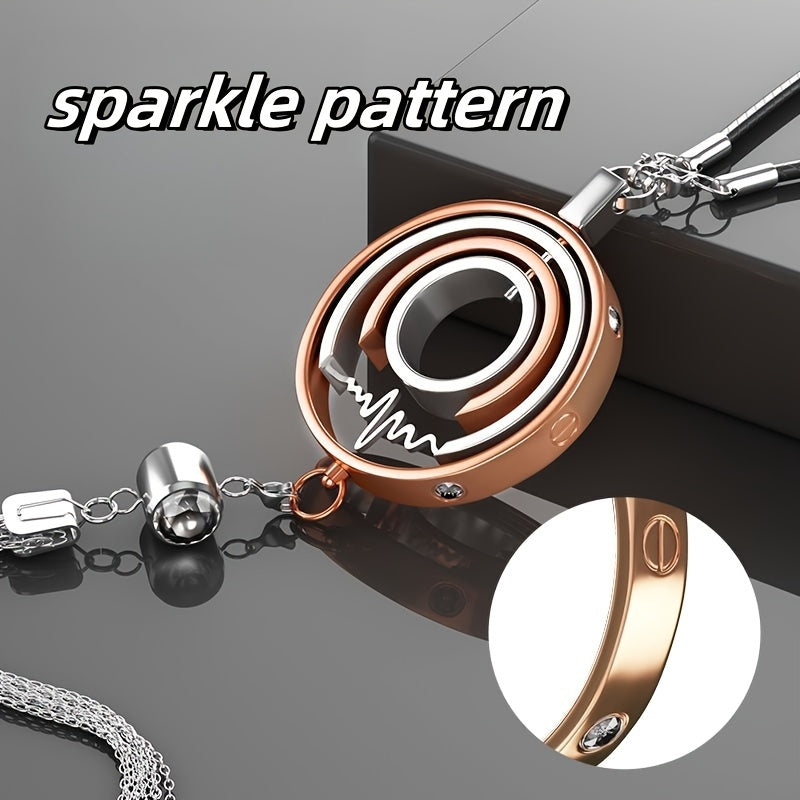 Elegant Stainless Steel Car Charm - Multi-Ring Design with Peace Symbol, Durable & Stylish Vehicle Hanging Ornament for Men and Women