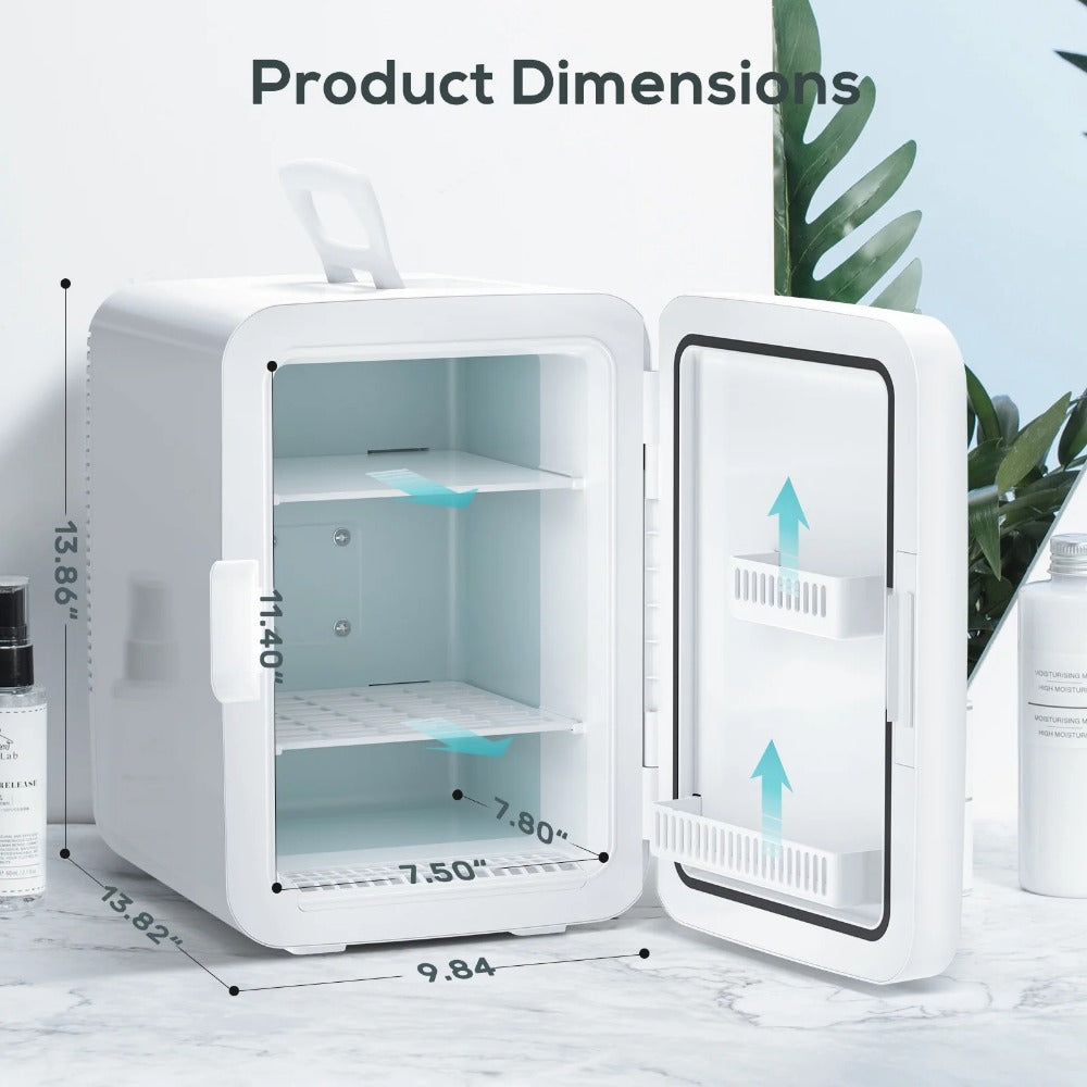 KNDKO 10L Mini Fridge\u002F3.1 Cu. Ft. Fridge With 2 Doors, Portable Mini Fridge With Blackboard Door, Cooler Mini Fridge For Bedroom, Car, Office, Dorm And Skincare, AC\u002FDC Car Plug-Compatible - Black, White.