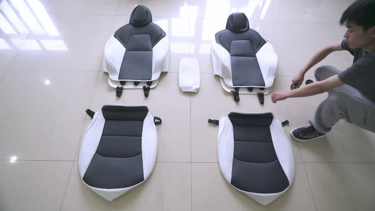 Menifomory Breathable Luxury Seat Covers For Car Covers Fit Tesla Model Y Nappa Synthetic Leather Car Seat Covers For Tesla Model Y 2020-2024\u002F2025