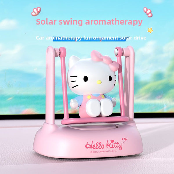 Sanrio Solar Car Ornament Sanrio Solar-Powered Car Aromatherapy Ornament - Swing-Shaking Interior Decoration for Girls, Home & Office, Universal for All Vehicles