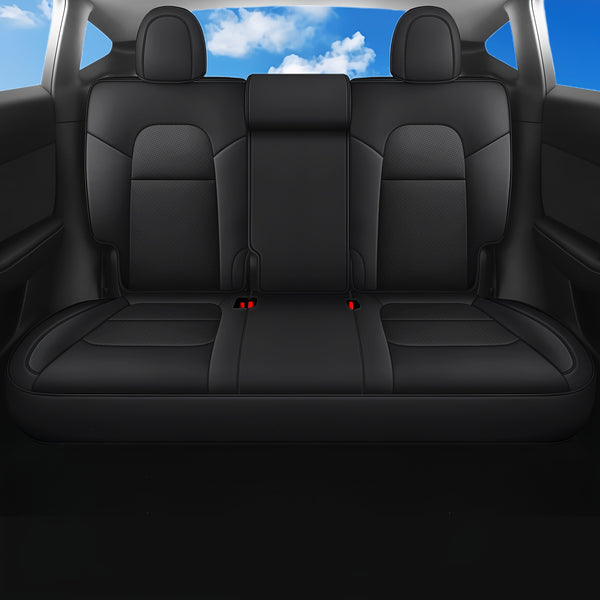 Menifomory Breathable Luxury Seat Covers For Car Covers Fit Tesla Model Y Nappa Synthetic Leather Car Seat Covers For Tesla Model Y 2020-2024\u002F2025