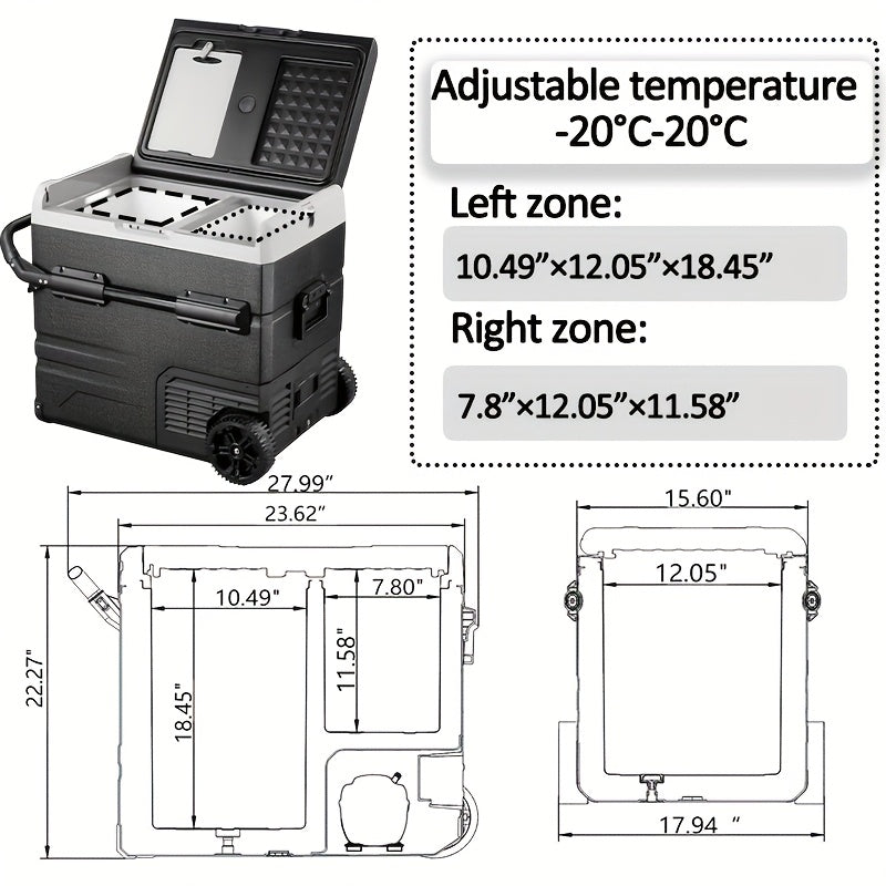 Alpicool Portable Refrigerator Alpicool Portable Refrigerator | Dual Temperature Control TWW55, 58 Quart (55 Liter) Compact Fridge Mini Freezer for Travel, Camping, Fishing, Outdoor -12\u002F24V DC