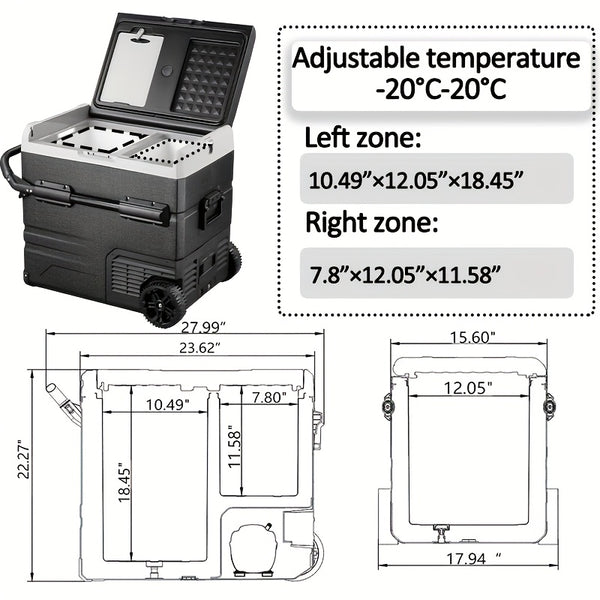 Alpicool Portable Refrigerator Alpicool Portable Refrigerator | Dual Temperature Control TWW55, 58 Quart (55 Liter) Compact Fridge Mini Freezer for Travel, Camping, Fishing, Outdoor -12\u002F24V DC