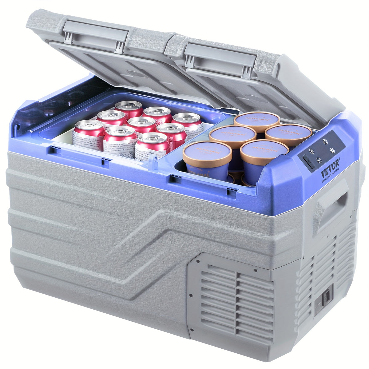 Wheelerless Car Refrigerator 9.25gal Double Door Dual Zone Dual Temperature Control No Pull Trolley NLS35 No American Plug 110V