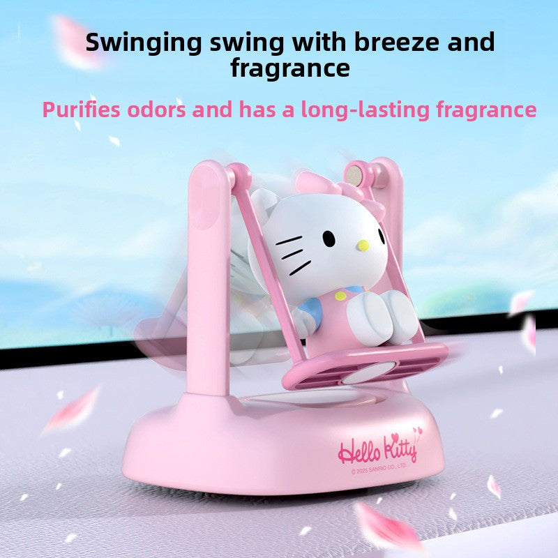 Sanrio Solar Car Ornament Sanrio Solar-Powered Car Aromatherapy Ornament - Swing-Shaking Interior Decoration for Girls, Home & Office, Universal for All Vehicles