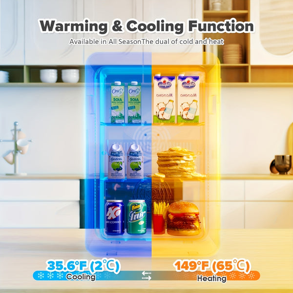 ADVWIN 5.81gal Mini Fridge, 12v DC Portable Cooler Warmer, Mini Refrigerator with Glass Front, for Car Office Desk & Dorm Food Beverage Skincare