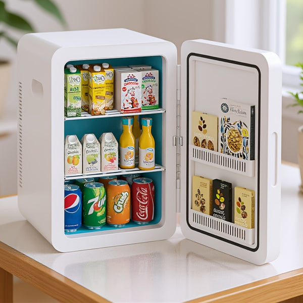 ADVWIN 5.81gal Mini Fridge, 12v DC Portable Cooler Warmer, Mini Refrigerator with Glass Front, for Car Office Desk & Dorm Food Beverage Skincare