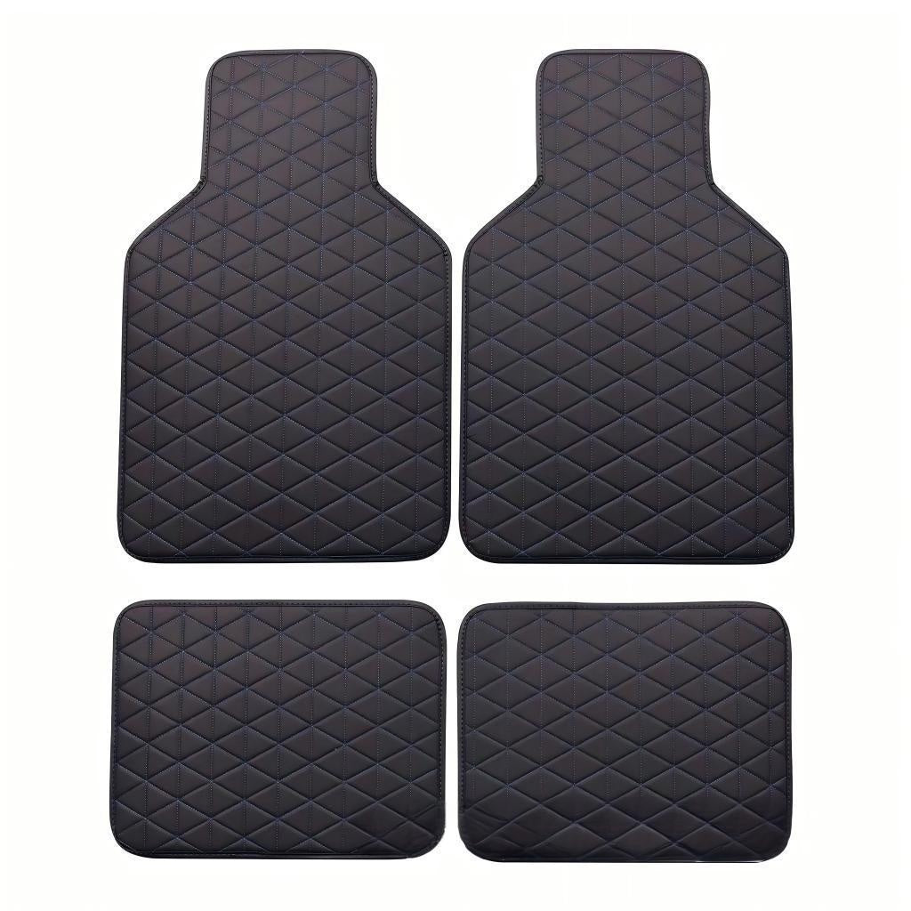 4pcs Luxury Faux Leather Car Floor Mats for Tesla Model 3\u002FY\u002FS\u002FX 2012-2025 - Complete Coverage, Thick Padding, Durable & Easy Clean, Fit, Black with Blue Diamond Pattern, Vehicle Interior Upgrade, Sleek Car Accessory, Easyclean Material