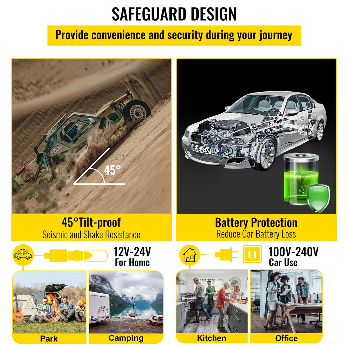 VEVOR Refrigerator 16 Qt, Portable Mini Car Fridge w\u002F -4℉-68℉ Cooling Range 110-240V AC Electric Compressor Cooler for Truck Vehicle RV Boat Outdoor & Home Use, Grey