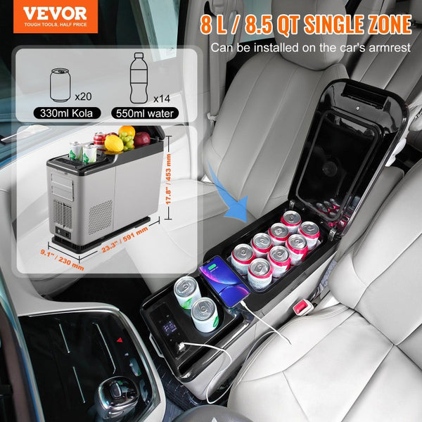 Portable Car Refrigerator Freezer Compressor 3.96gal Single Zone for Car Home,  Portable Beverage Cooler, Auto Cooler, Compressor Freezer, Sleek Portable Unit, Compact Design, Reliable Cooling Technology, Efficient Compressor System, Family Vehicle